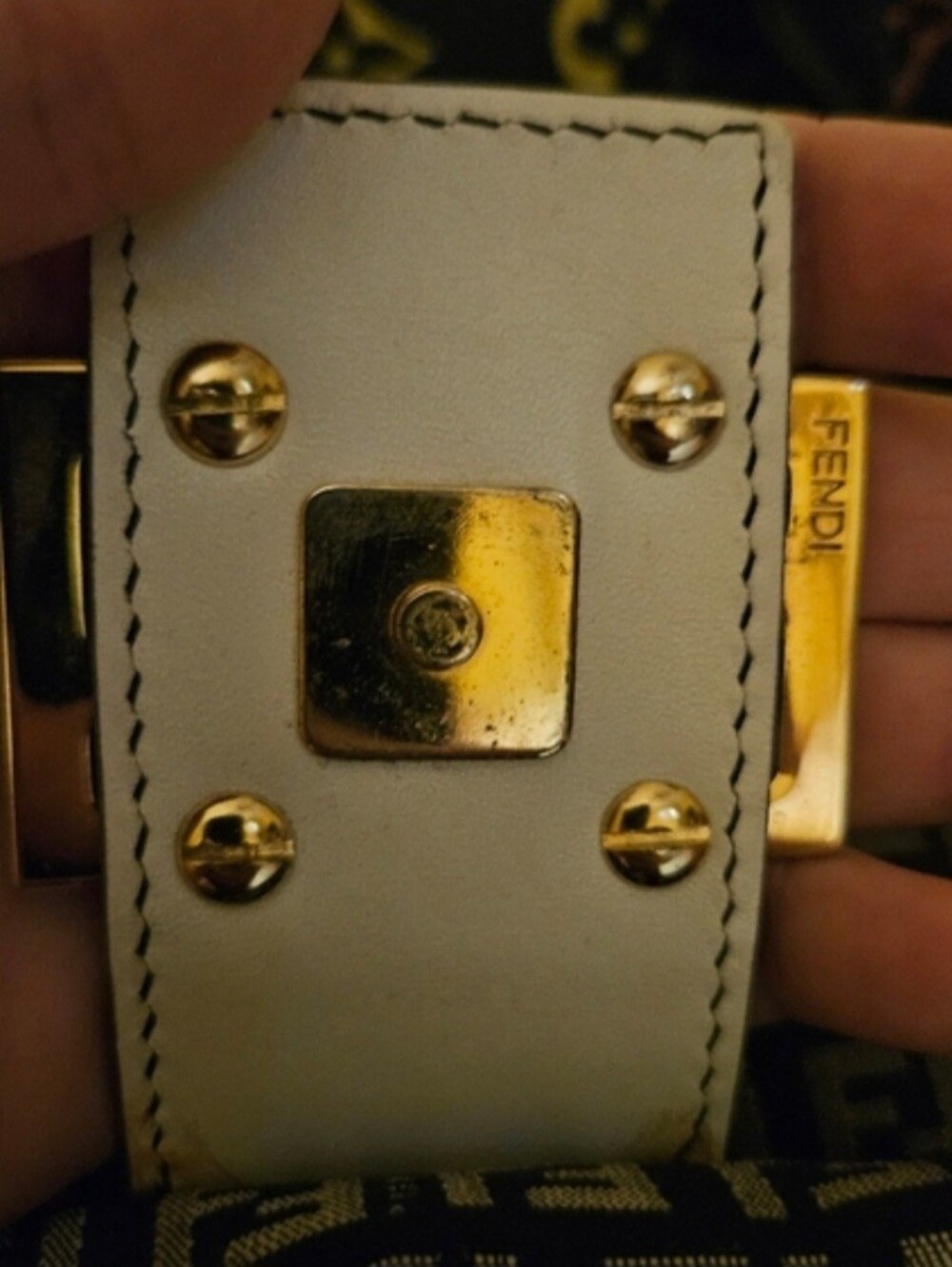 RARE Fendi, FENDI Mamma Zucca Baguette Handbag, White Leather Fendi Crossbody - Picture 7 of 9